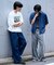 接触冷感2タックデニムワイドスラックス