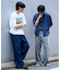 接触冷感2タックデニムワイドスラックス
