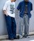 接触冷感2タックデニムワイドスラックス