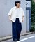 接触冷感2タックデニムワイドスラックス