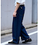 接触冷感2タックデニムワイドスラックス