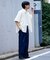 接触冷感2タックデニムワイドスラックス