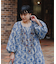 aguniヴィンテージフラワー光沢シアーワンピ