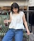 ギャザードロストノースリーブブラウスTee