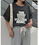 フロッキーロゴプリント半袖オーバーTee