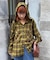 【アソート加工/ジャケット見え◎】【UNISEX】フード付きチェックシャツ