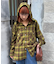 【アソート加工/ジャケット見え◎】【UNISEX】フード付きチェックシャツ