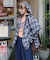 【アソート加工/ジャケット見え◎】【UNISEX】フード付きチェックシャツ