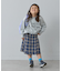 【KIDS】プリーツミモレ丈チェックスカート