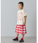 【KIDS】プリーツミモレ丈チェックスカート