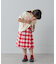 【KIDS】プリーツミモレ丈チェックスカート