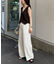 パッチワーク切替レースワイドパンツ