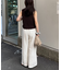 パッチワーク切替レースワイドパンツ