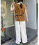 パッチワーク切替レースワイドパンツ