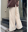 パッチワーク切替レースワイドパンツ