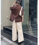 パッチワーク切替レースワイドパンツ