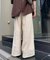 パッチワーク切替レースワイドパンツ