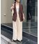パッチワーク切替レースワイドパンツ