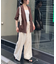 パッチワーク切替レースワイドパンツ