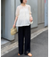 パッチワーク切替レースワイドパンツ