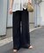 パッチワーク切替レースワイドパンツ