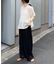 パッチワーク切替レースワイドパンツ