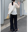 パッチワーク切替レースワイドパンツ