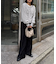 【スタイルアップ】紐ベルト付きベロアフレアパンツ