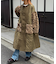 etsintaファー切替ノーカラーキルティングコート