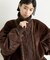 【etsinta】ファー切替ショートスタンドジャケット