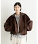 【etsinta】ファー切替ショートスタンドジャケット
