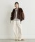 【etsinta】ファー切替ショートスタンドジャケット