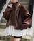 【etsinta】ファー切替ショートスタンドジャケット