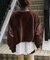 【etsinta】ファー切替ショートスタンドジャケット