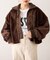 【etsinta】ファー切替ショートスタンドジャケット