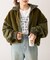 【etsinta】ファー切替ショートスタンドジャケット