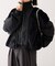 【etsinta】ファー切替ショートスタンドジャケット