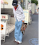 【UNISEX】アシッドウォッシュ加工ロゴジップパーカー