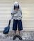 【UNISEX】アシッドウォッシュ加工ロゴジップパーカー