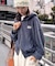 【UNISEX】アシッドウォッシュ加工ロゴジップパーカー