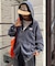 【UNISEX】アシッドウォッシュ加工ロゴジップパーカー