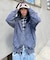 【UNISEX】アシッドウォッシュ加工ロゴジップパーカー
