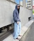 【UNISEX】アシッドウォッシュ加工ロゴジップパーカー