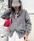 【UNISEX】アシッドウォッシュ加工ロゴジップパーカー