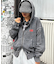 【UNISEX】アシッドウォッシュ加工ロゴジップパーカー