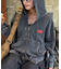 【UNISEX】アシッドウォッシュ加工ロゴジップパーカー
