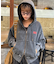 【UNISEX】アシッドウォッシュ加工ロゴジップパーカー