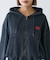 【UNISEX】アシッドウォッシュ加工ロゴジップパーカー