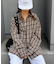 【UNISEX】モール混長袖チェックシャツ