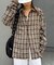 【UNISEX】モール混長袖チェックシャツ
